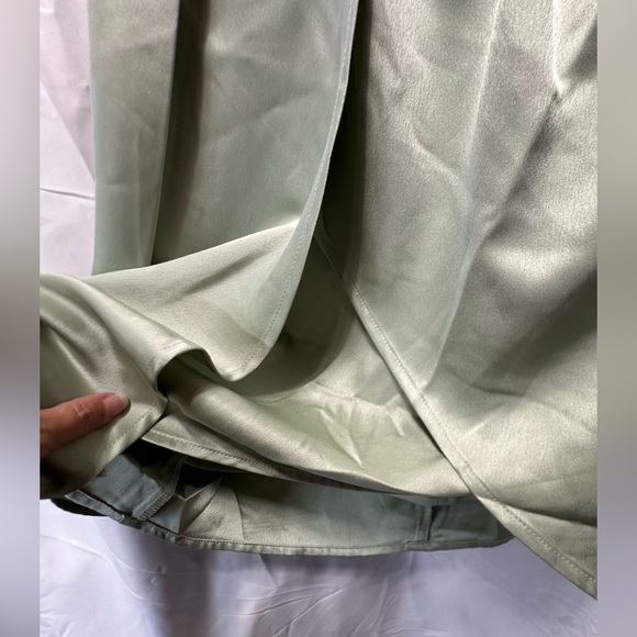 Lulus Womens Off the Shoulder Dress Asymmetrical Hem Satin Green - Picture 6 of 13